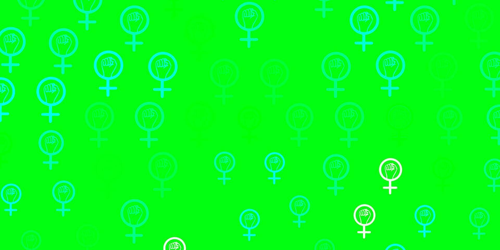ljusgrön vektorbakgrund med kvinnasymboler. vektor