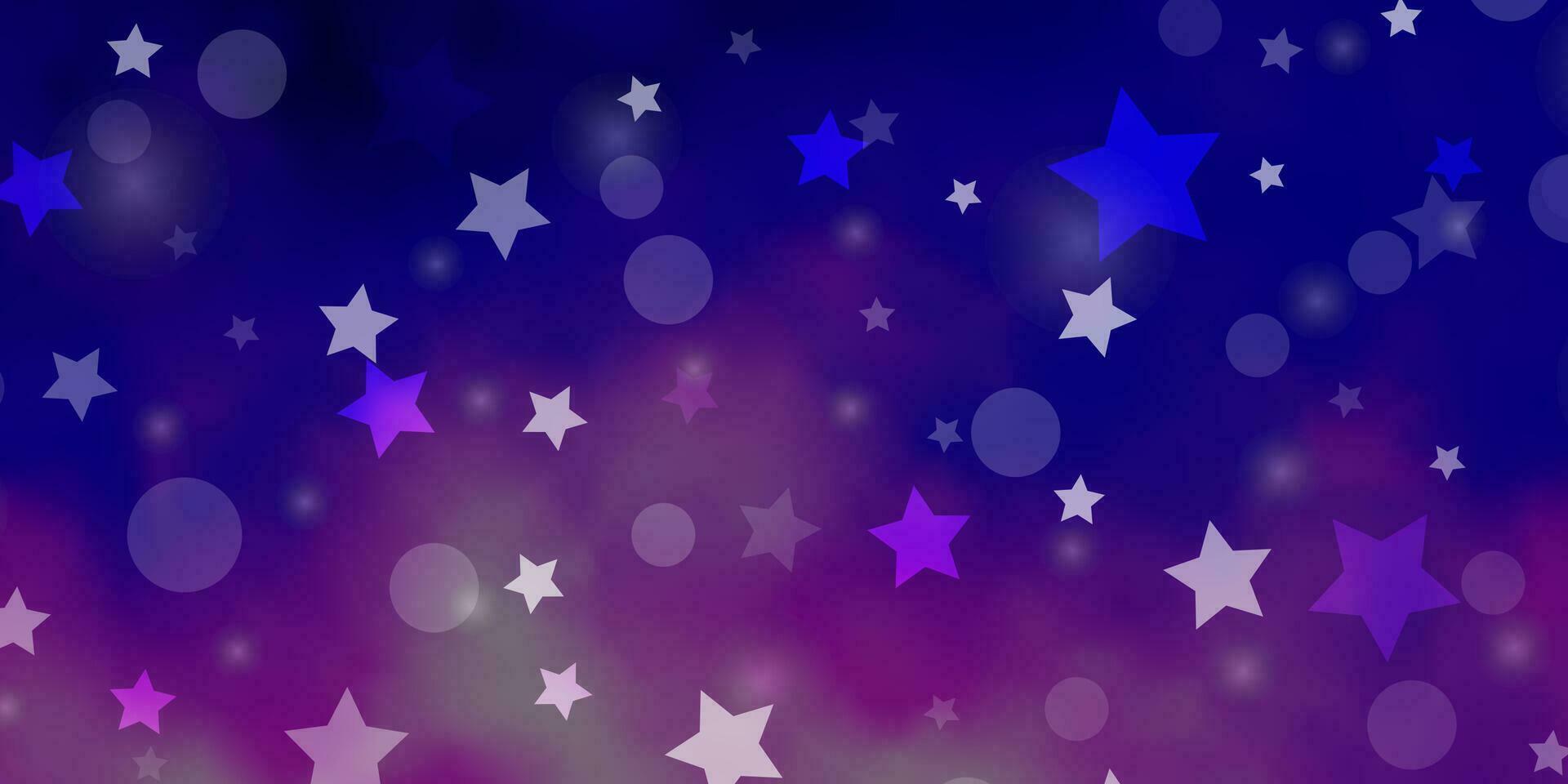 ljusrosa, blå vektorlayout med cirklar, stjärnor. vektor