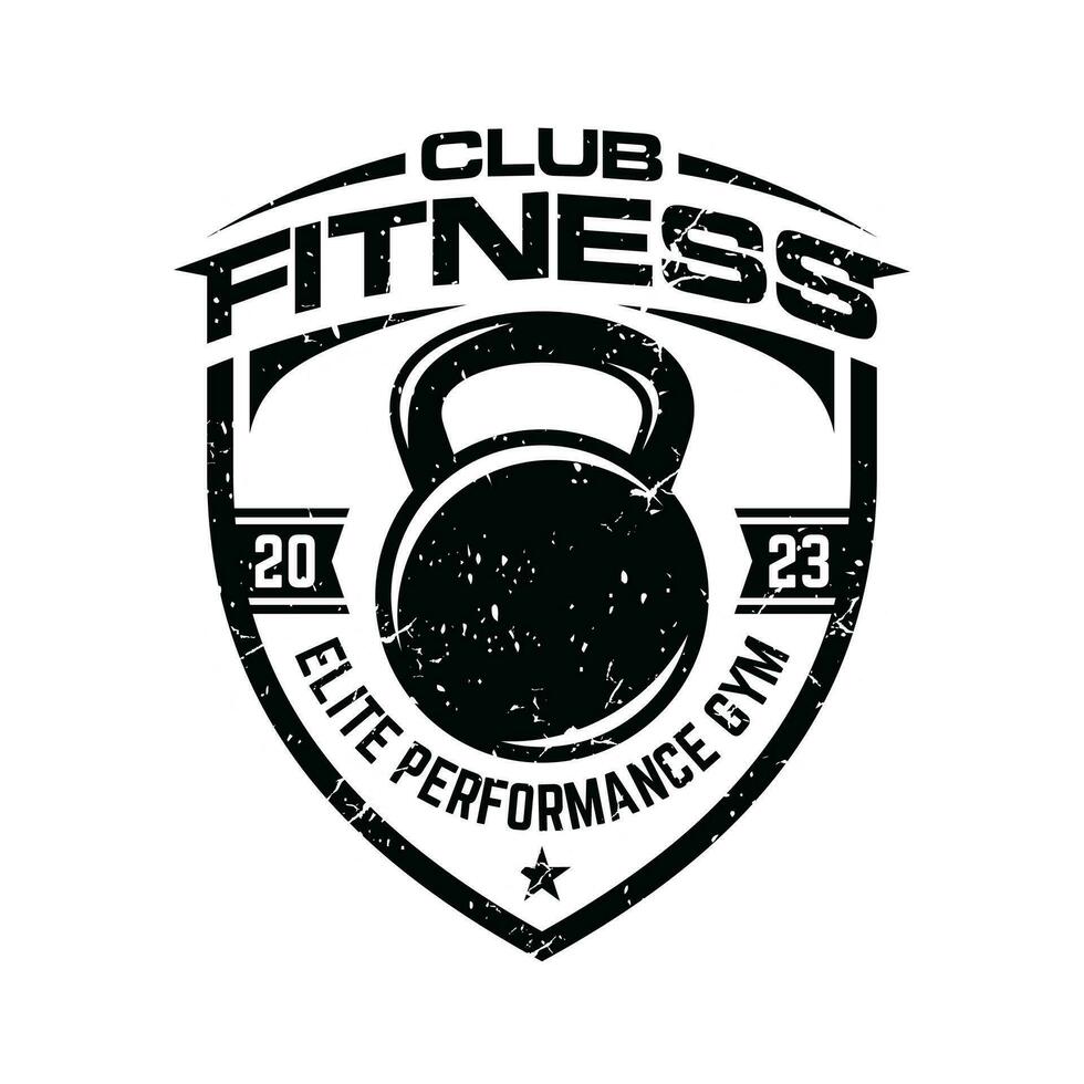 Jahrgang Kettlebell Fitnessstudio Fitness Logo Vektor Vorlage