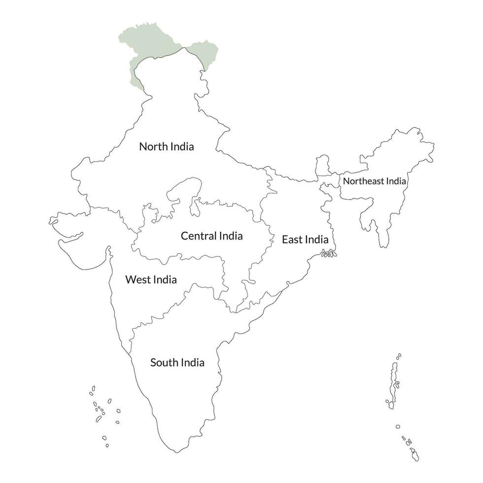 Karte von Indien administrative Regionen. Indien Karte vektor