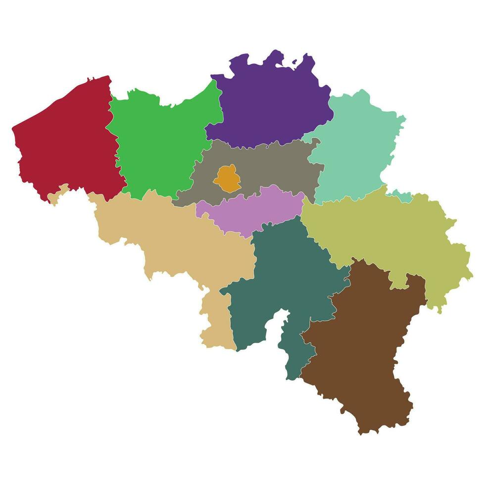 belgien Karta med administrativ. Karta av belgien i färgrik vektor