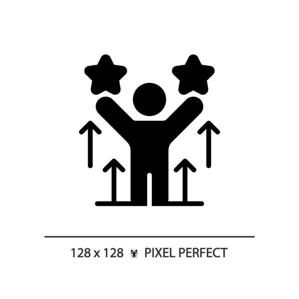 2d Pixel perfekt Glyphe Stil selbst Motivation Symbol, isoliert Vektor, Silhouette Illustration Darstellen Sanft Fähigkeiten. vektor