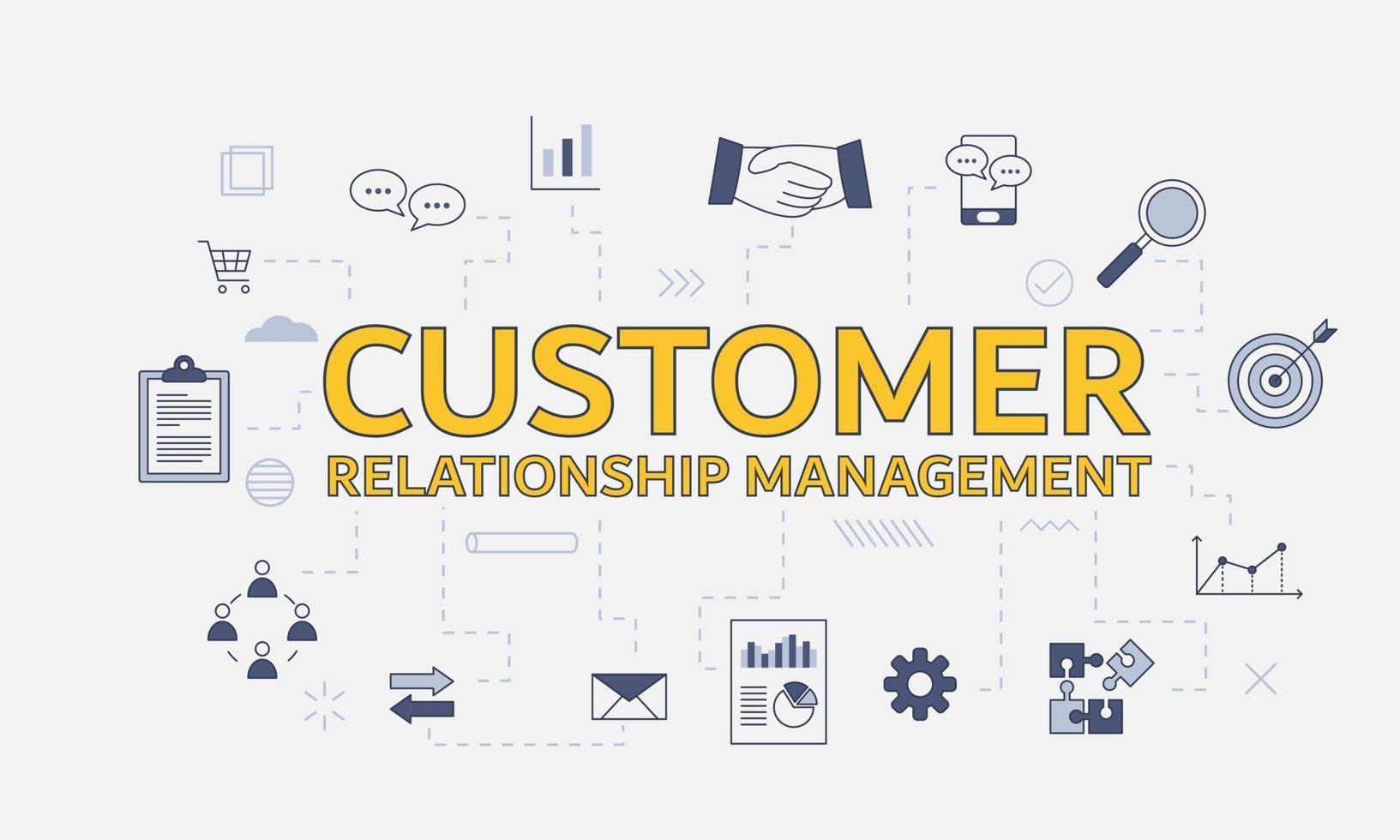 CRM-Customer-Relationship-Management-Konzept mit Icon-Set vektor