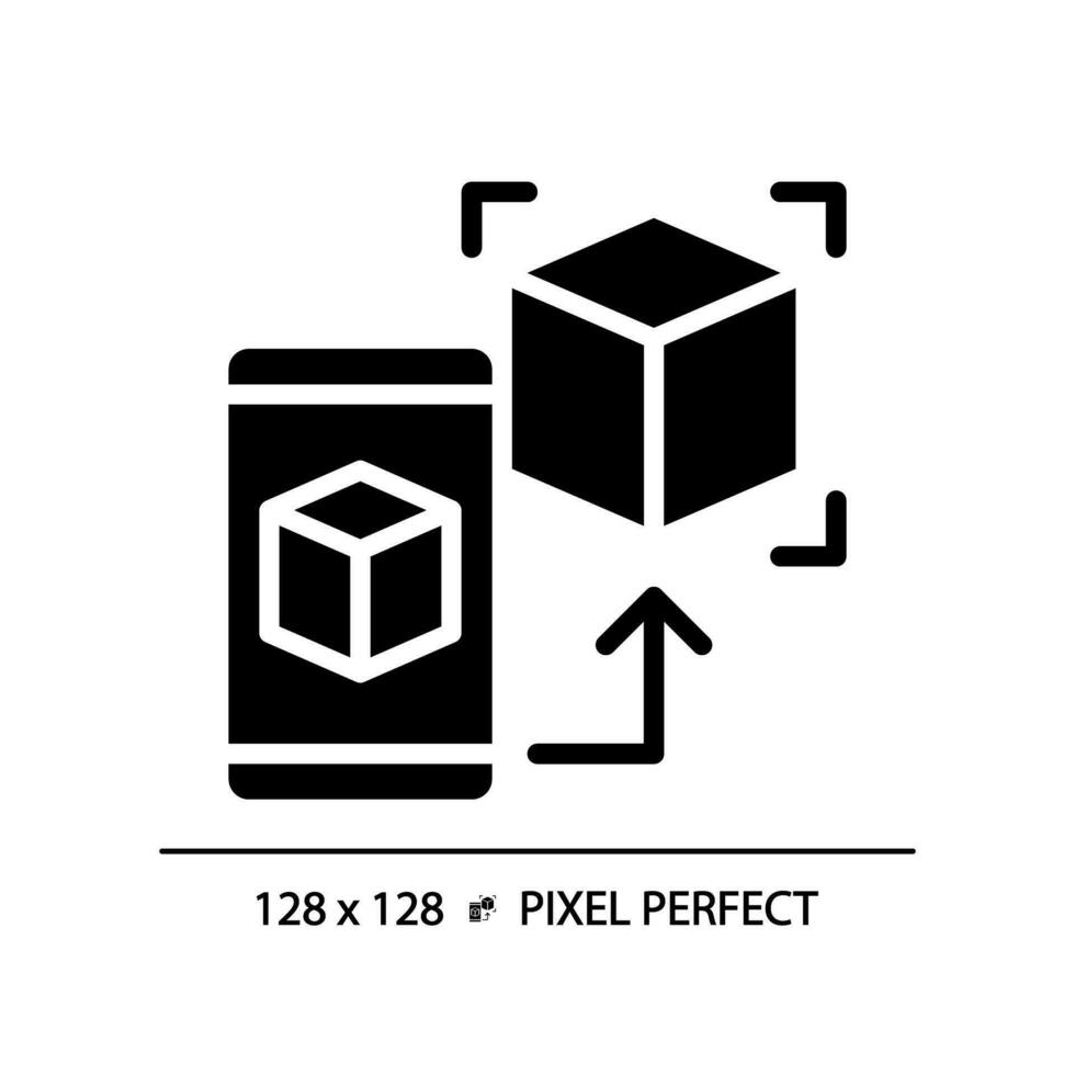 2d pixel perfekt glyf stil trogen teknologi ikon, isolerat vektor, silhuett illustration representerar vr, ar och herr. vektor