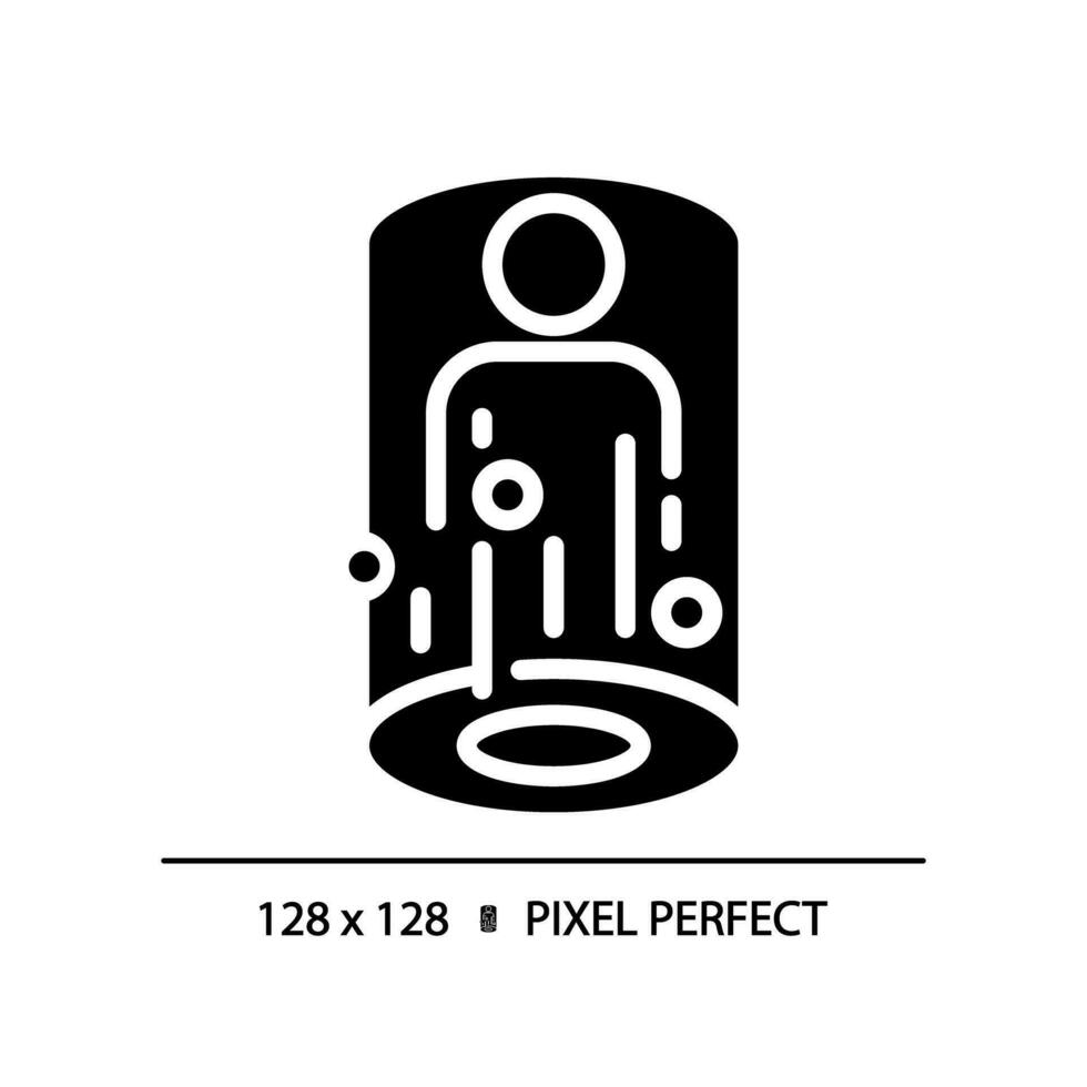 2d Pixel perfekt Glyphe Stil gemischt Wirklichkeit Symbol, isoliert Vektor, Silhouette Illustration Darstellen vr, ar und Herr. vektor