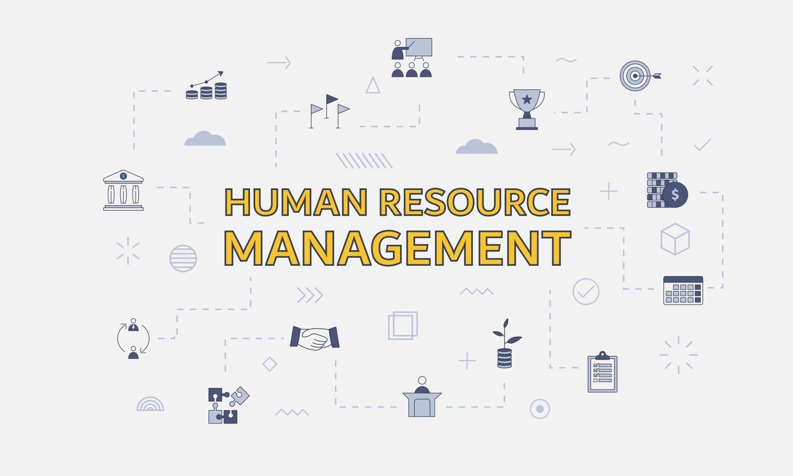 HRM Human Resource Management -koncept med ikonuppsättning vektor