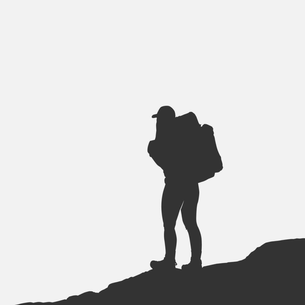 hoch Einzelheiten von Wandern Silhouette. minimal Symbol und Logo von Sport. passen zum Element Design, Hintergrund, Banner, Hintergrund, Abdeckung, Logotyp. isoliert auf schwarz Hintergrund. Vektor eps 10