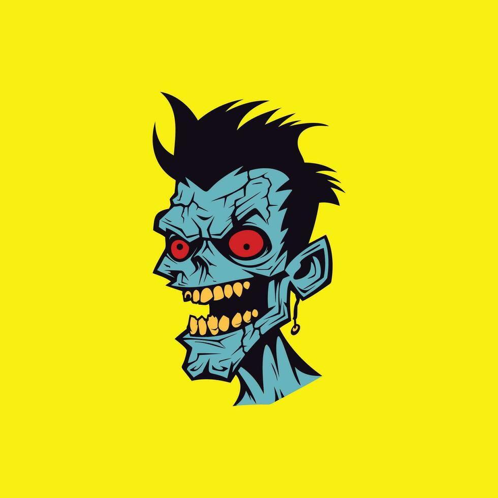 Kopf von ein tot Zombie Karikatur Charakter Illustration vektor
