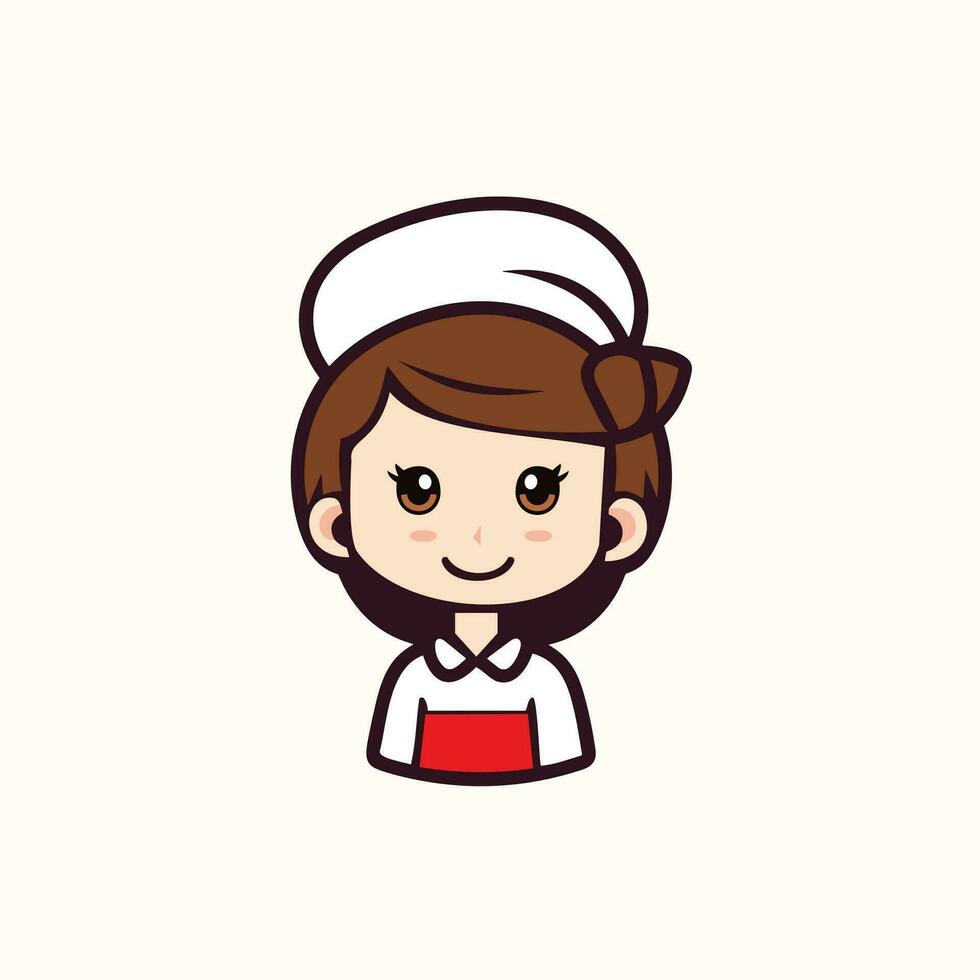 söt och glad kock en tecknad serie vektor av kock kvinna med en vit hatt och enhetlig