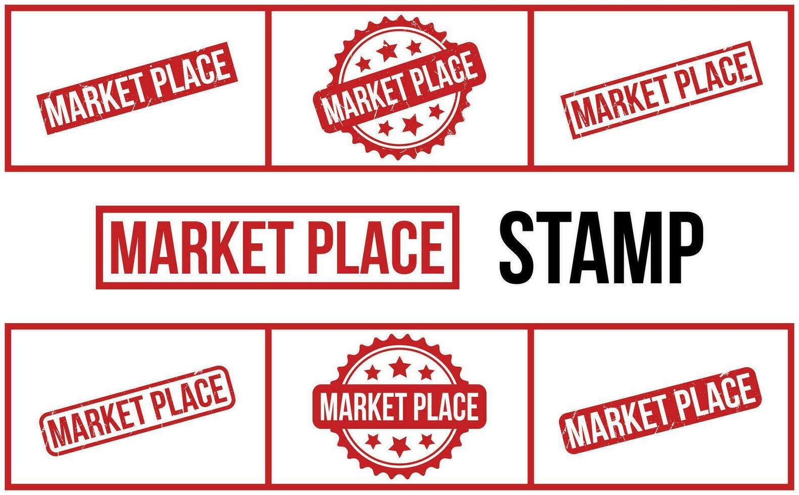 Markt Platz Gummi Briefmarke einstellen Vektor