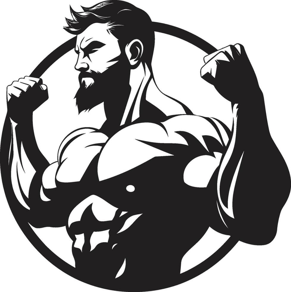 mächtig Muskeln monochromatisch Vektor Tribut zu muskulös Vitrine Eisen Entschlossenheit schwarz Vektor Darstellung von Bodybuilding Dominanz