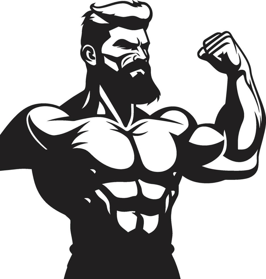 skulpterad Framgång svart vektor visa av bodybuilding förträfflighet mästare visa svartvit vektor av böjning form