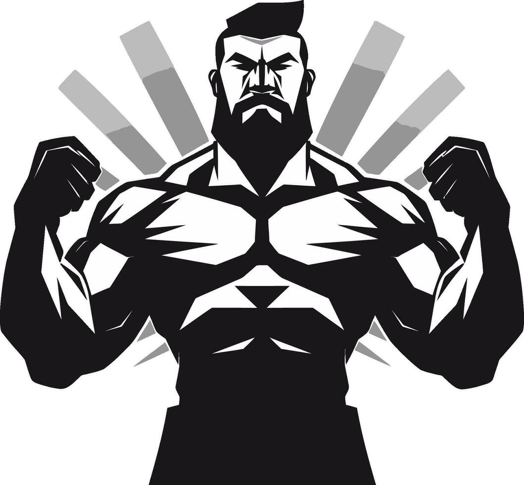 Eisen Entschlossenheit schwarz Vektor Darstellung von muskulös bilden Höhepunkt von Leistung monochromatisch Vektor Tribut zu Bodybuilding Dominanz