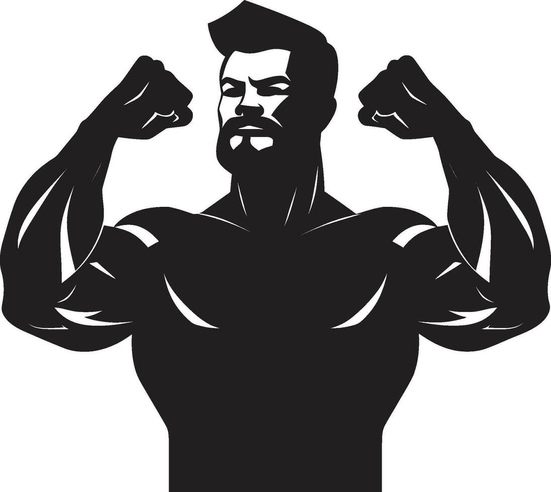 Stärke entfesselt monochromatisch Vektor Anzeige von Bodybuilder Leistung Biegen Dominanz schwarz Vektor Tribut zu muskulös bilden