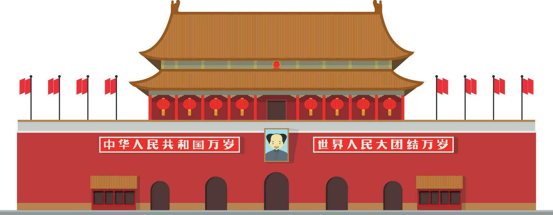 verboten Stadt, Peking, China. isoliert auf Weiß Hintergrund Vektor Illustration.