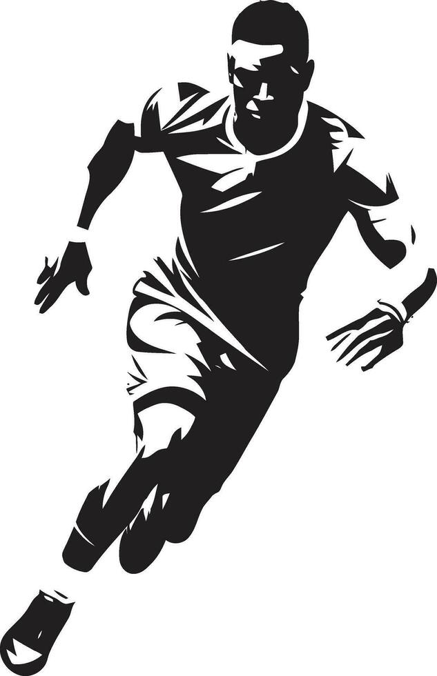 stiga till de utmaning svartvit vektor konst av atletisk artisteri mästare stolthet svart vektor porträtt av en fotboll stjärna