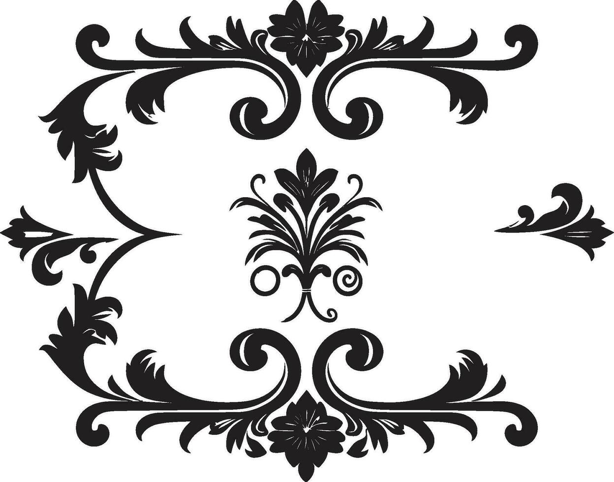 blommar av royalty elegans i svart vektor hantverk palatsliknande buketter enfärgad design för kunglig dekor