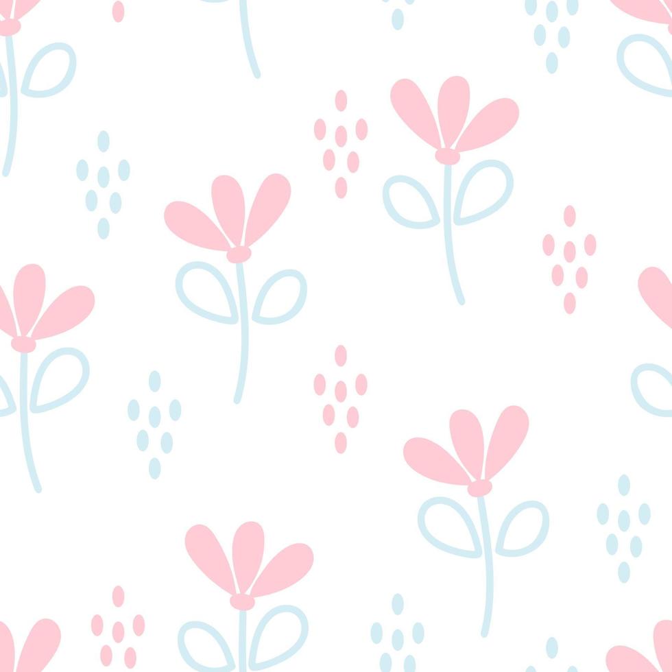 nahtloses süßes Muster mit Blumen und Punkten vector Illustration