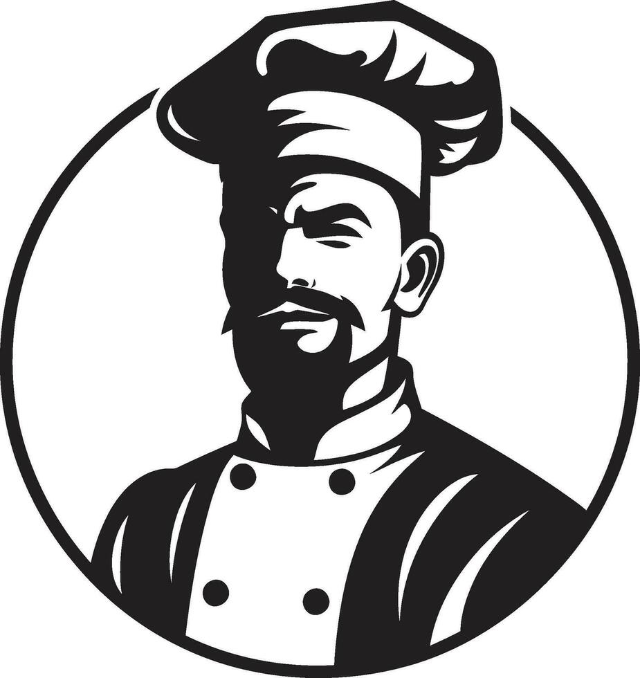 ein Geschmack von kulinarisch Handwerkskunst einfarbig Koch Vektor geformt kulinarisch Eleganz schwarz und Weiß Design