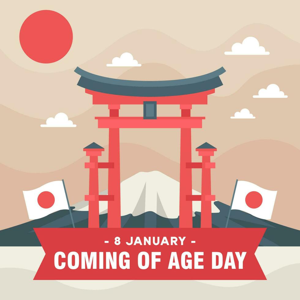 Kommen von Alter Tag Japan Illustration Vektor Hintergrund. Vektor eps 10