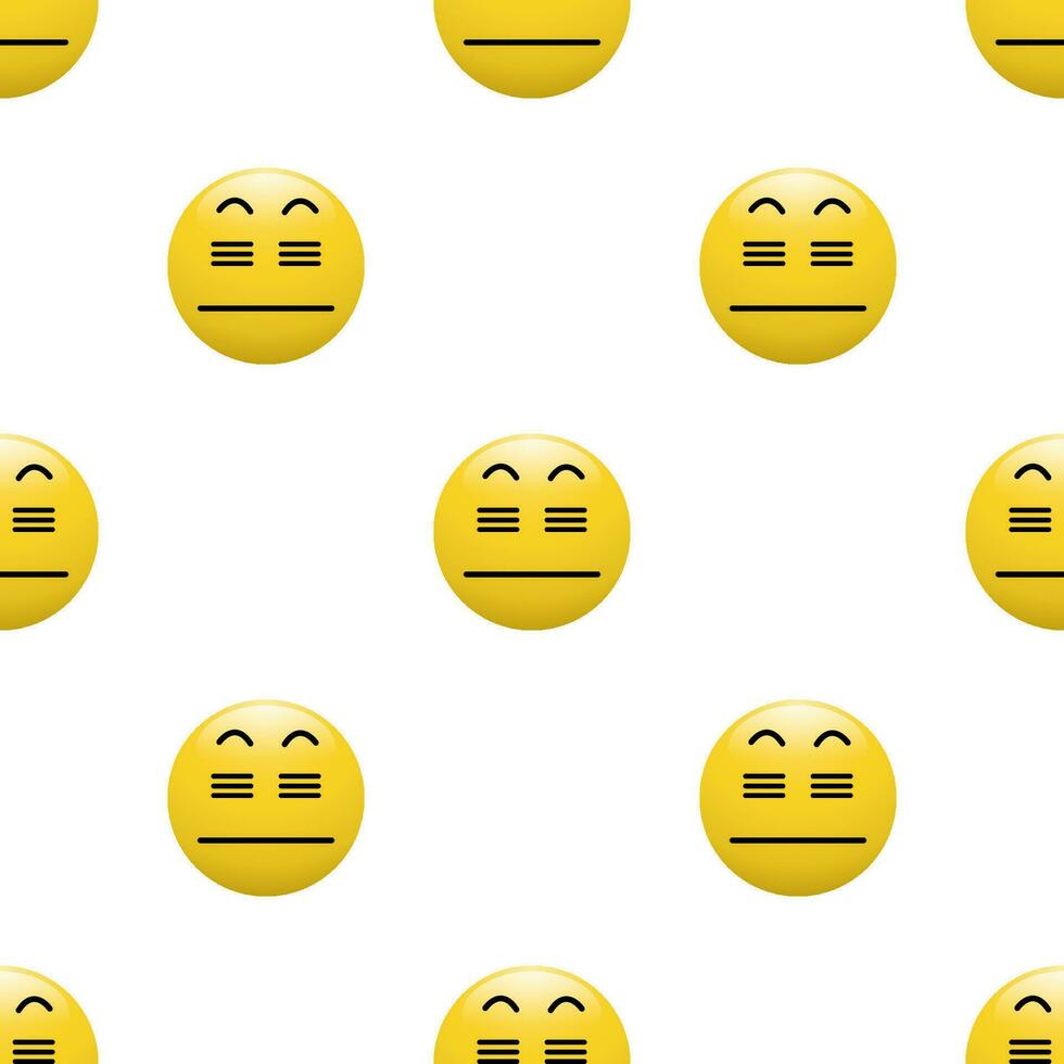 Gelb Kopf Emoticon Symbol mit Gesichts- Ausdrücke, nahtlos Muster auf Weiß Hintergrund. vektor