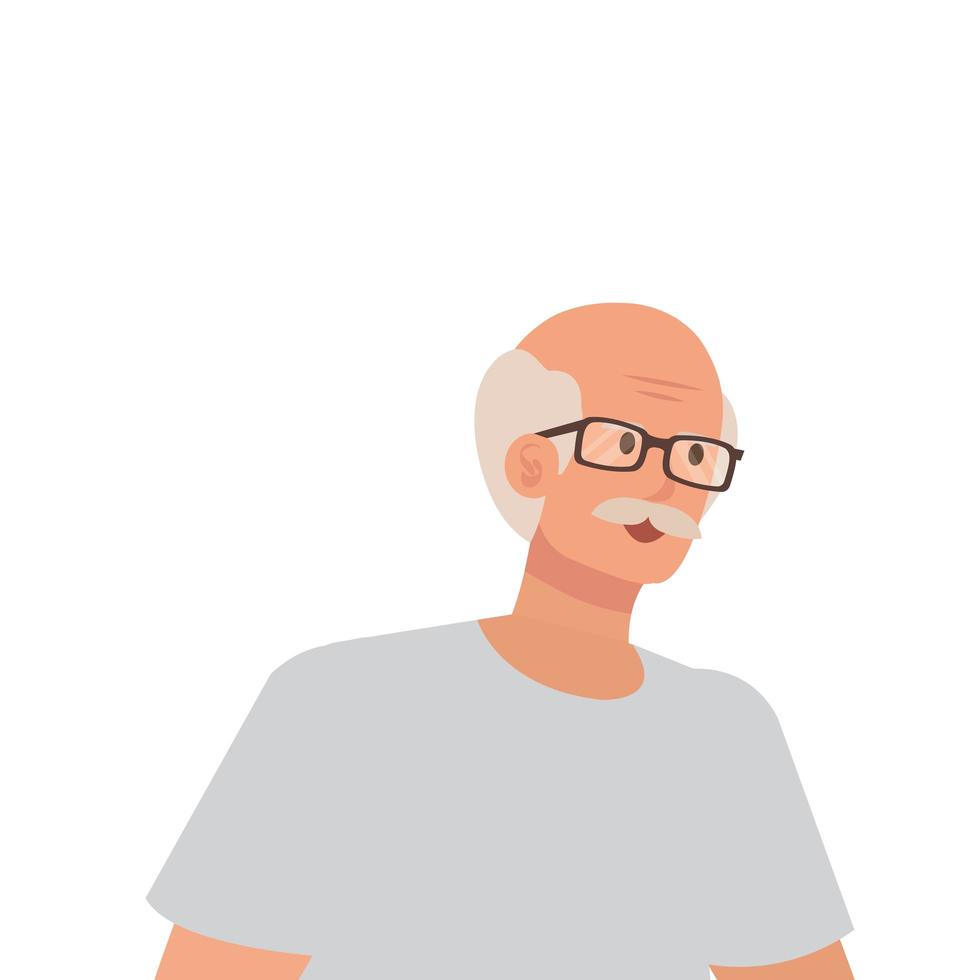 alter Mann mit Brillen-Avatar-Charakter vektor