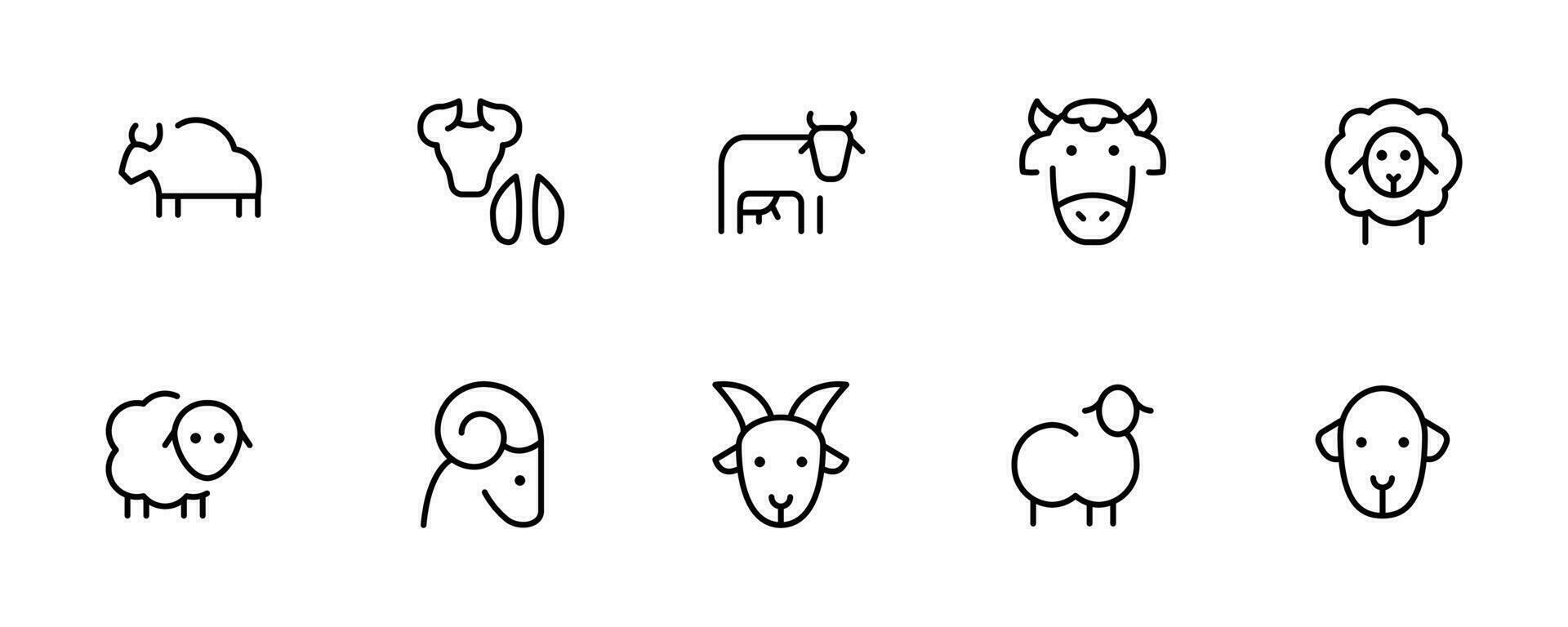 Vieh Symbole, eben Vektor und Illustration, Grafik, editierbar Schlaganfall. geeignet zum Webseite Design, Logo, Anwendung, Vorlage, und ui ux.