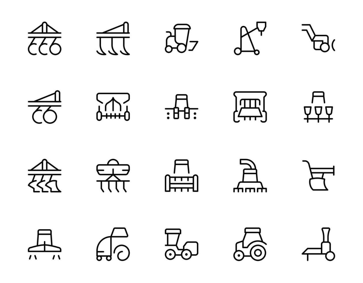 jordbruks maskineri ikoner. traktorer, jordbruks transport, platt vektor och illustration, grafisk, redigerbar stroke. lämplig för hemsida design, logotyp, app, mall, och ui ux.