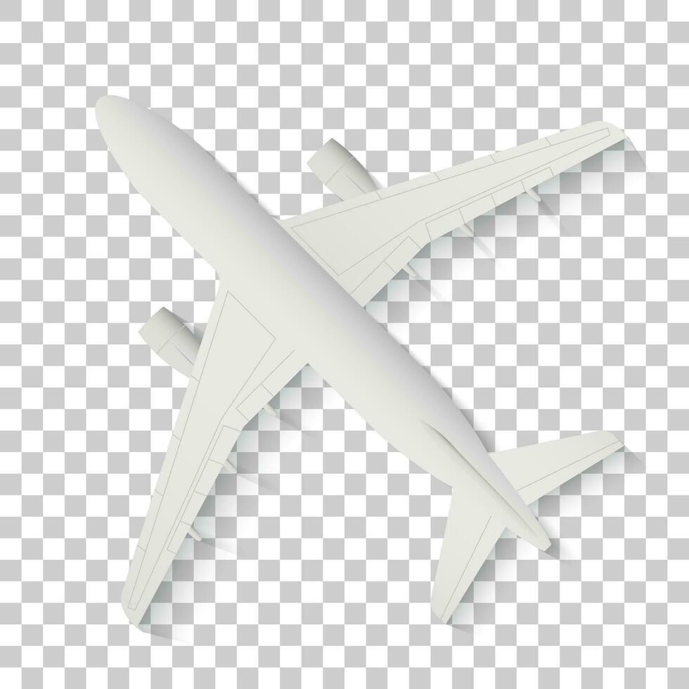 oben Aussicht von ein detailliert Flugzeug, grau Flugzeug auf ein transparent Hintergrund. vektor