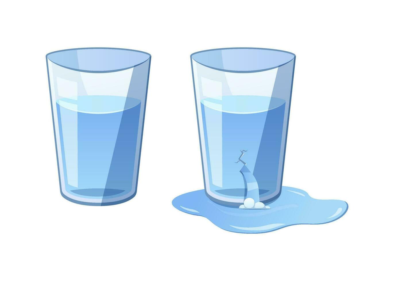 glas av vatten vektor. de glas pank och spillts vatten. vektor