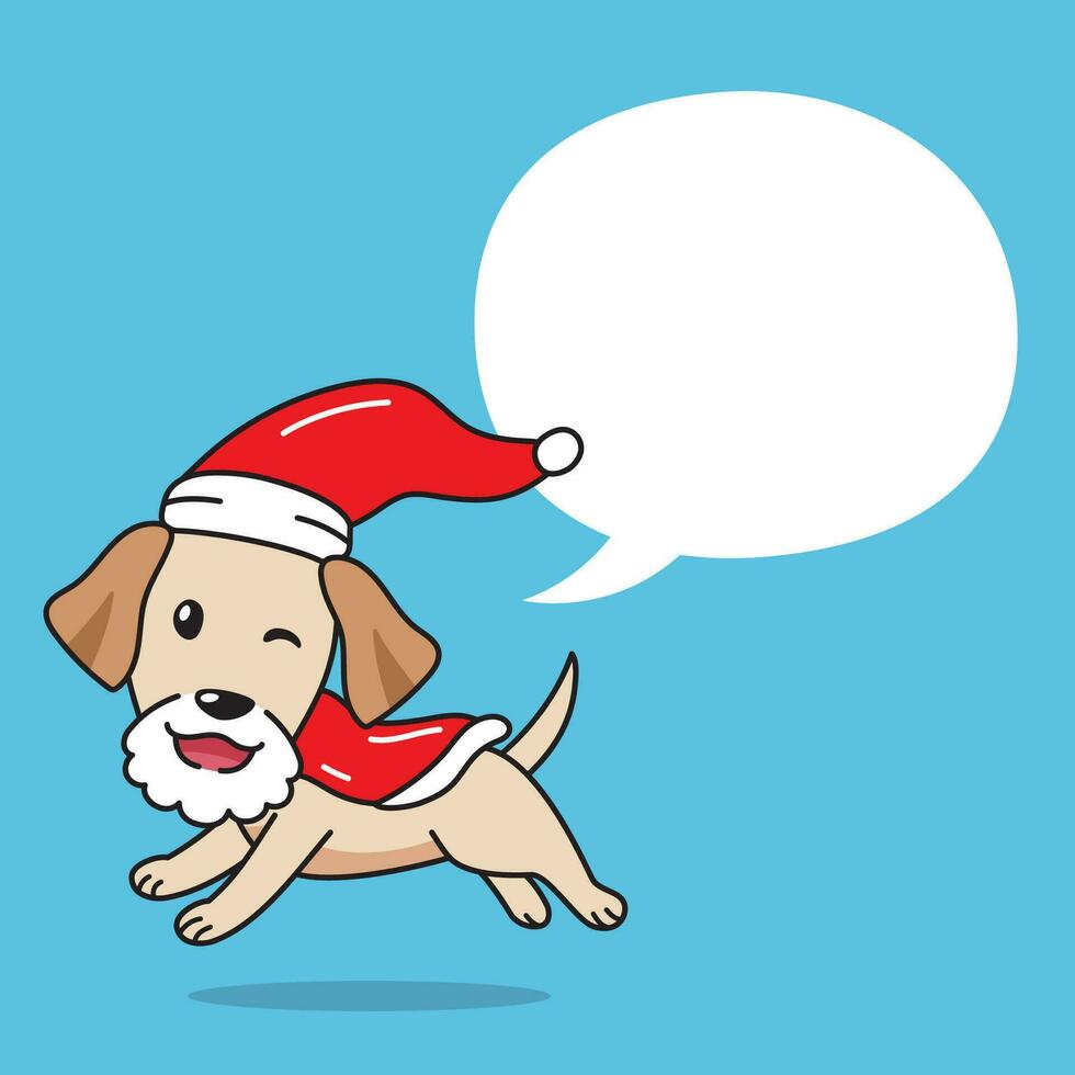 tecknad serie labrador retriever hund med jul kostym och Tal bubbla vektor