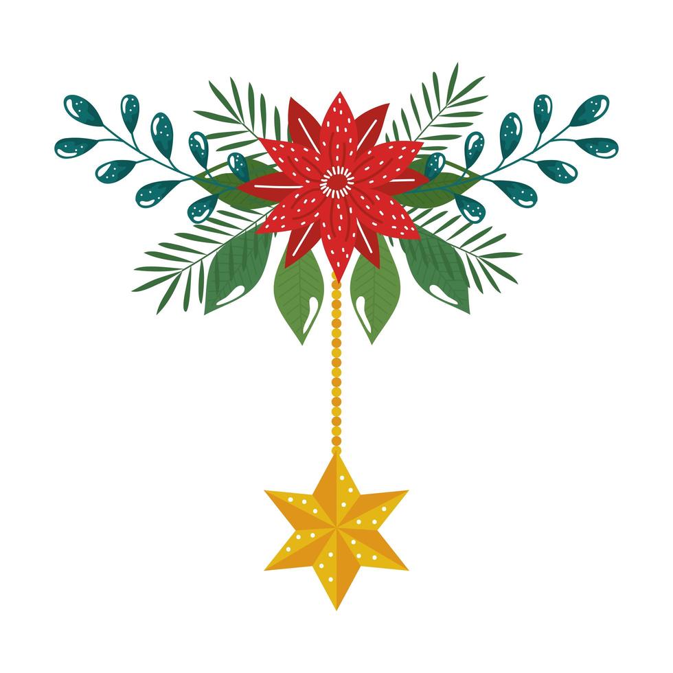blomma jul dekorativa med stjärna hängande vektor