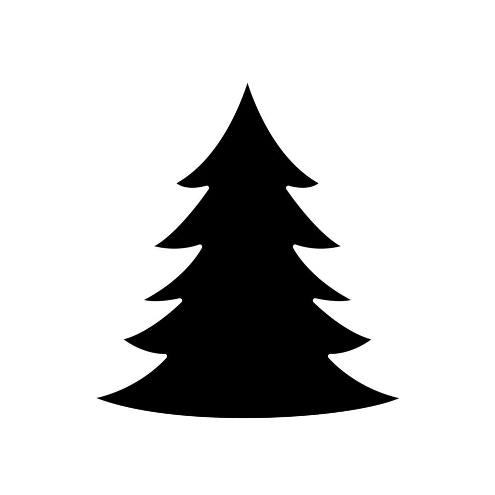 Silhouette der isolierten Kiefernbaum-Weihnachtsikone vektor