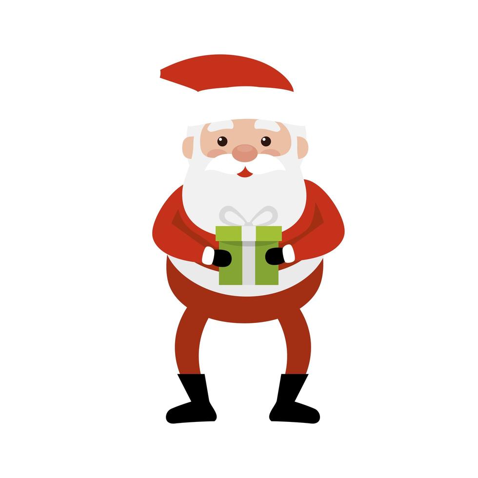 Frohe Weihnachten Weihnachtsmann mit Geschenkbox vektor