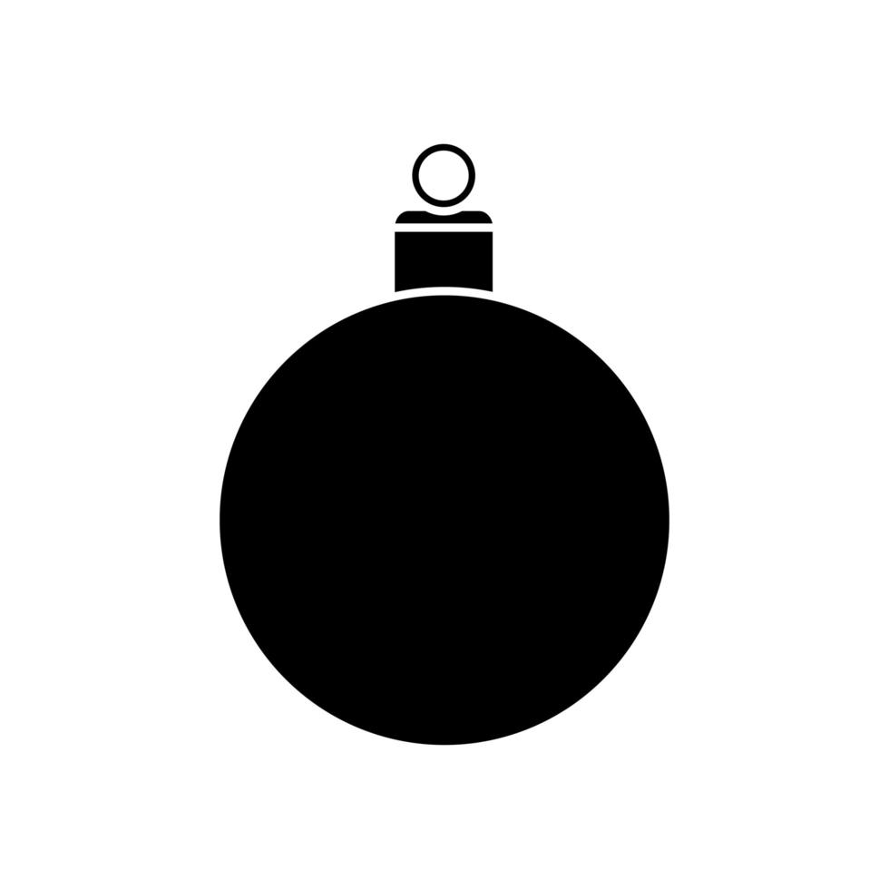 silhuett av boll juldekoration isolerad ikon vektor