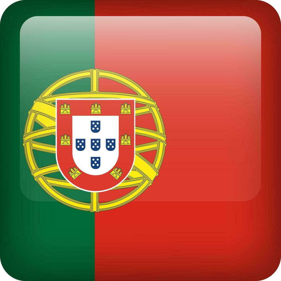 portugal flagga knapp. fyrkant emblem av portugal. vektor portugisiska flagga, symbol. färger och andel korrekt.