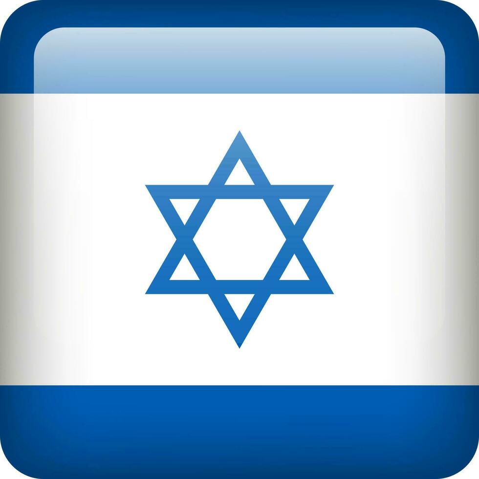 3d Vektor Israel Flagge glänzend Taste. israelisch National Emblem. Platz Symbol mit Flagge von Israel