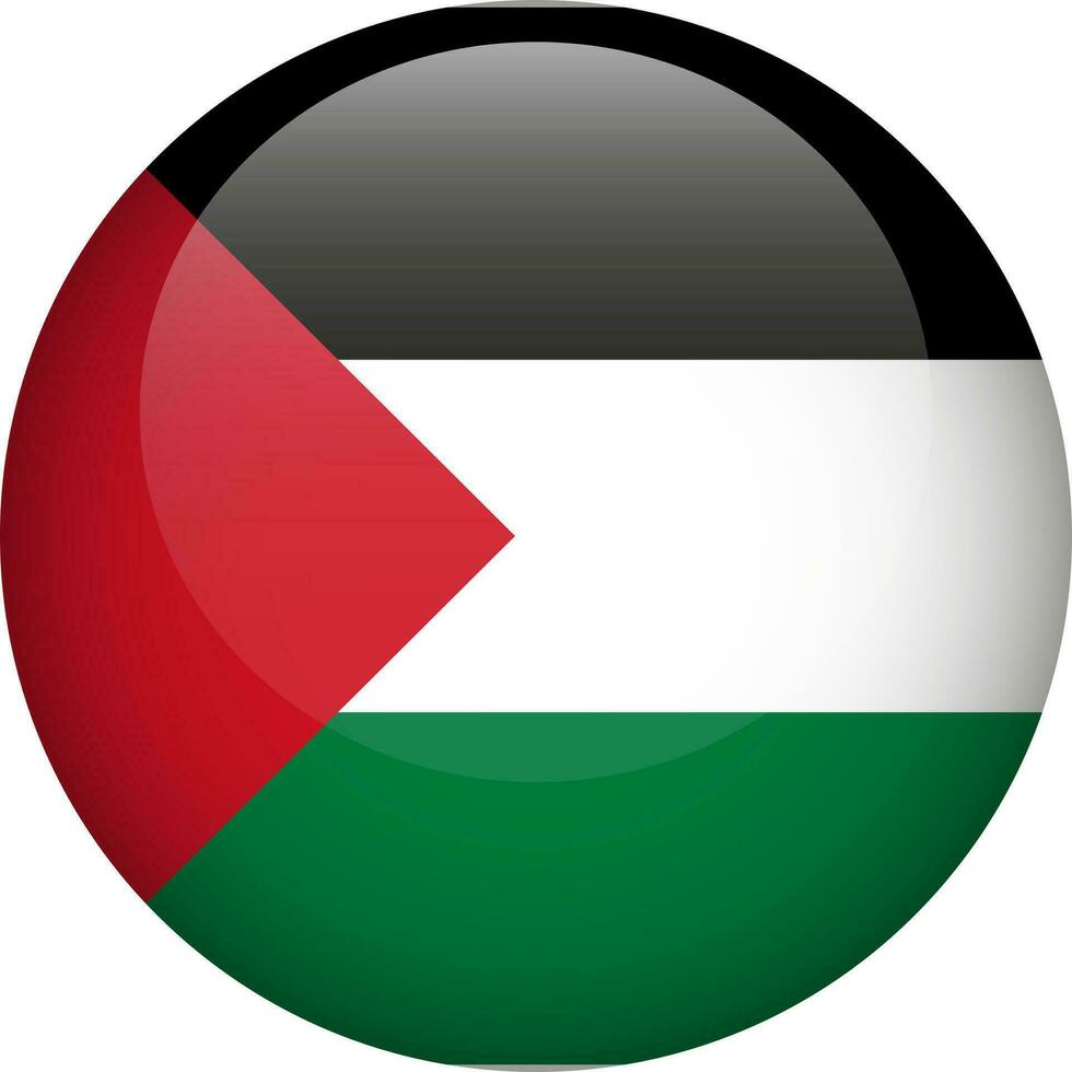 palestina flagga knapp. runda flagga av palestina. vektor flagga, symbol. färger korrekt.