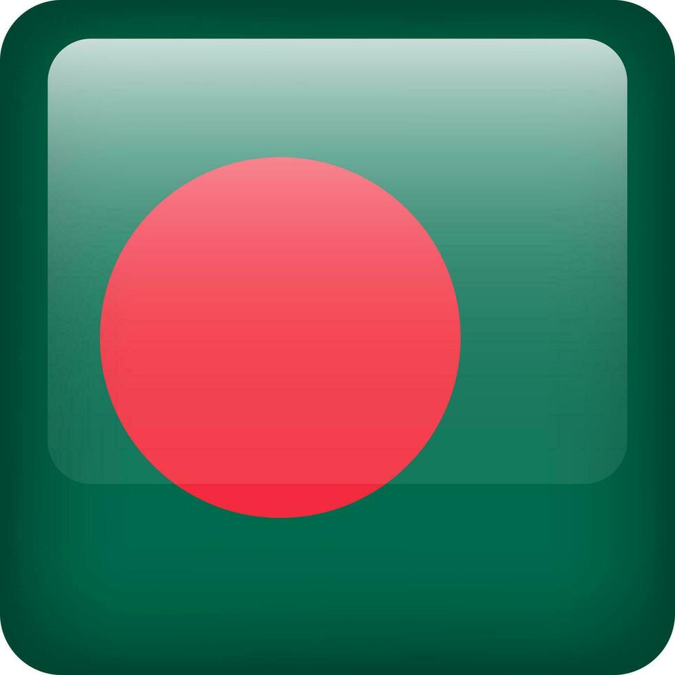 3d vektor bangladesh flagga glansig knapp. bangladesh nationell emblem. fyrkant ikon med flagga av bangladesh.