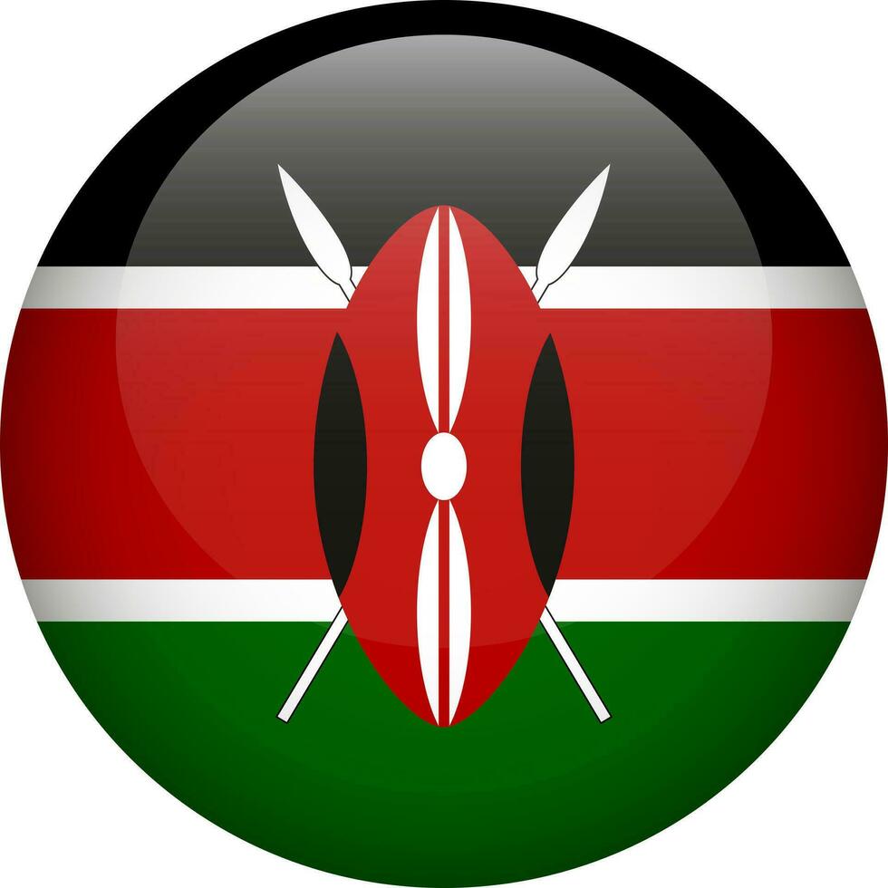 kenya flagga knapp. runda flagga av kenya. kenyan vektor flagga, symbol. färger och andel korrekt.