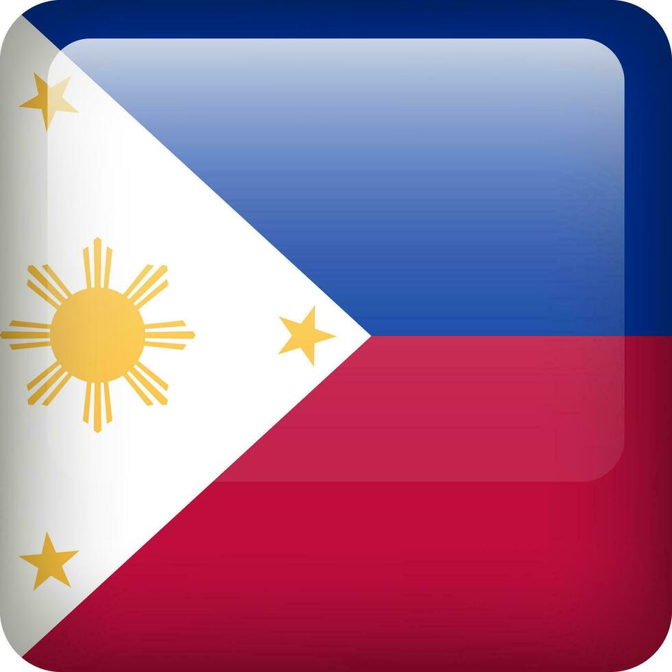 Philippinen Flagge Taste. Platz Emblem von Philippinen. Vektor Philippinen Flagge, Symbol. Farben korrekt.