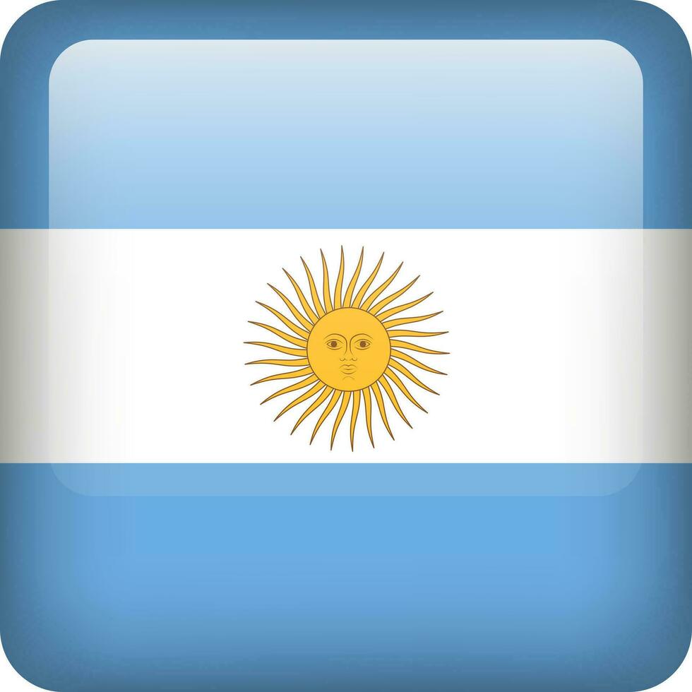 Argentinien Flagge Taste. Platz Emblem von Argentinien. Vektor argentinisch Flagge, Symbol. Farben korrekt.