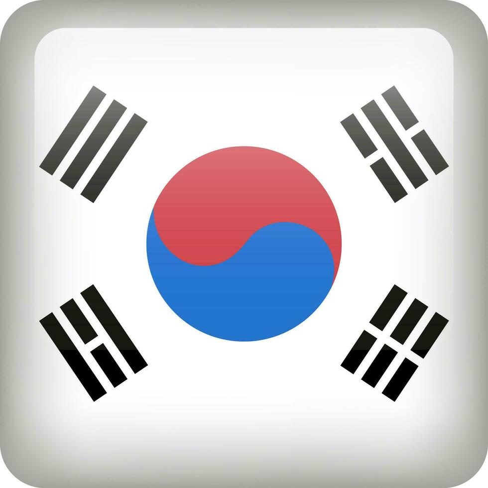 Süd Korea Flagge Taste. Platz Emblem von Süd Korea. Vektor Koreanisch Flagge, Symbol. Farben korrekt.