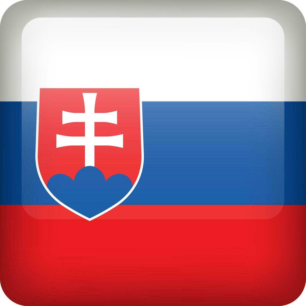 slovakia flagga knapp. fyrkant emblem av slovakien. vektor slovakia flagga, symbol. färger korrekt.