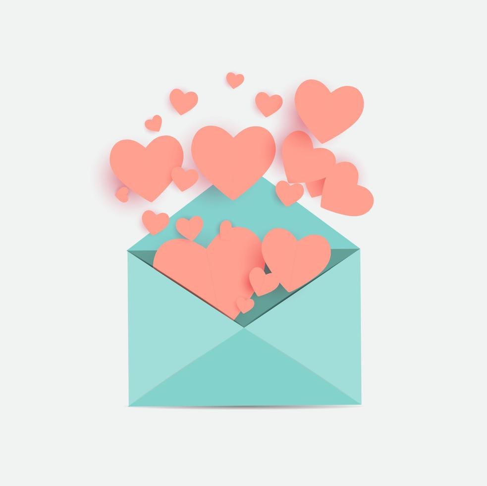 Umschlag mit Herzsymbol. Liebe und Gefühle Hintergrunddesign vektor