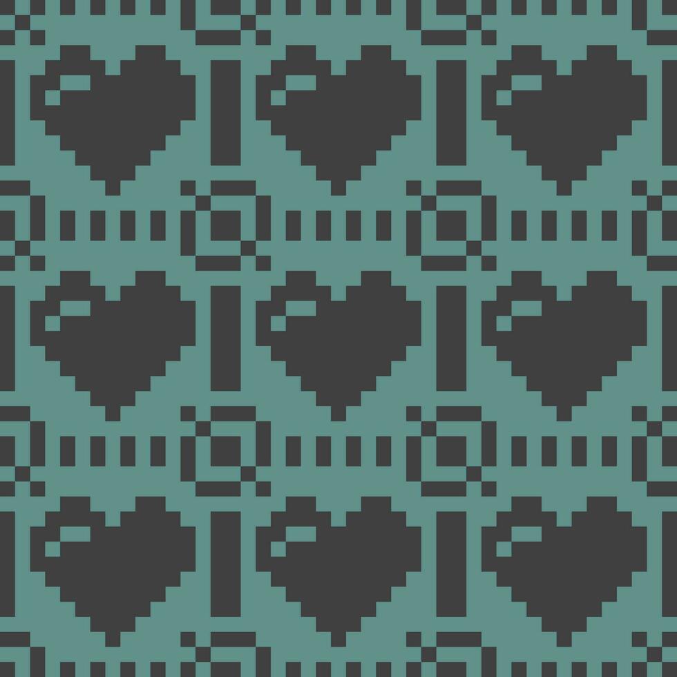 pixel grön hjärtan tyg vektor