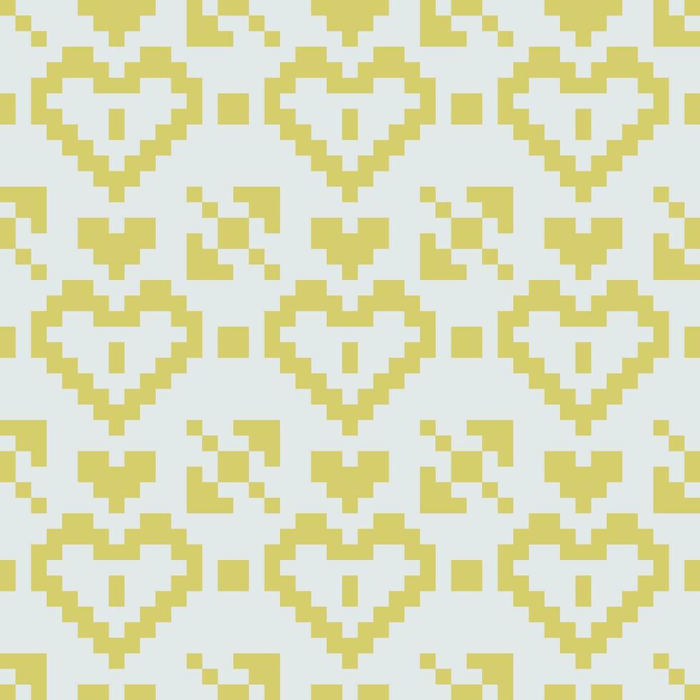 en pixel mönster med gul hjärtan på en vit bakgrund vektor