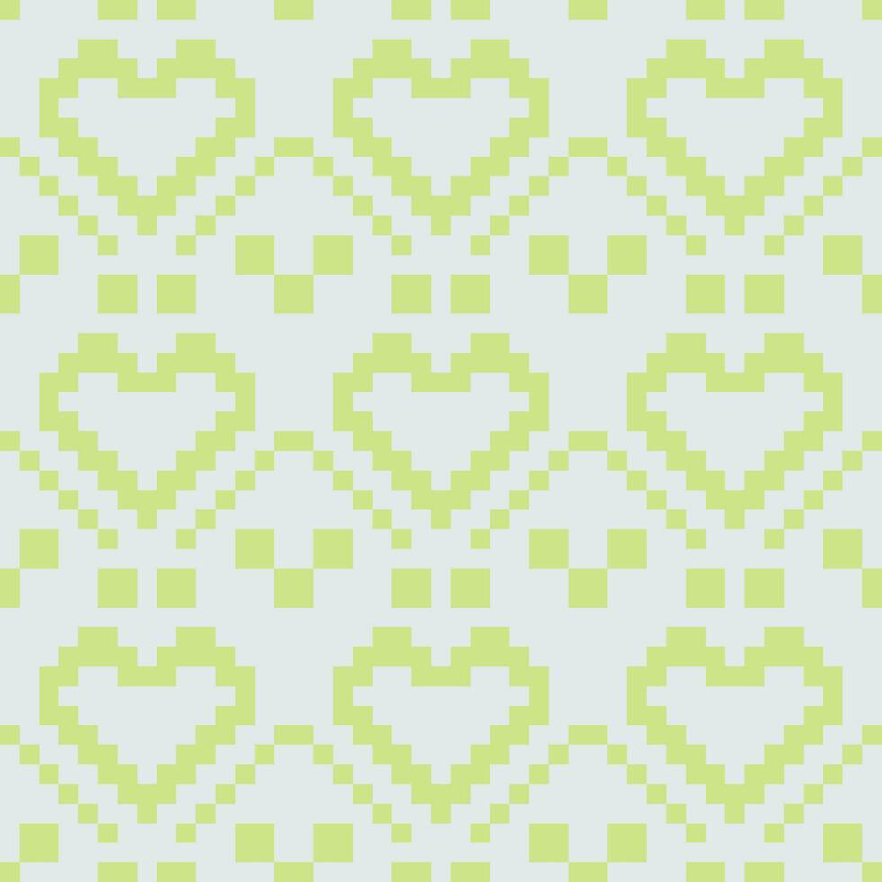 ein Pixel Muster mit Herzen auf ein Weiß Hintergrund vektor