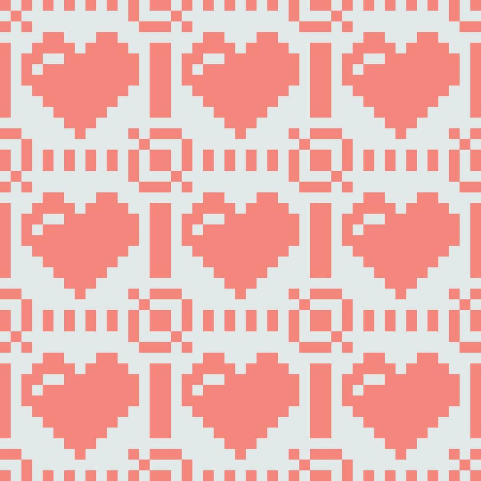 Pixel Herzen nahtlos Muster Vektor