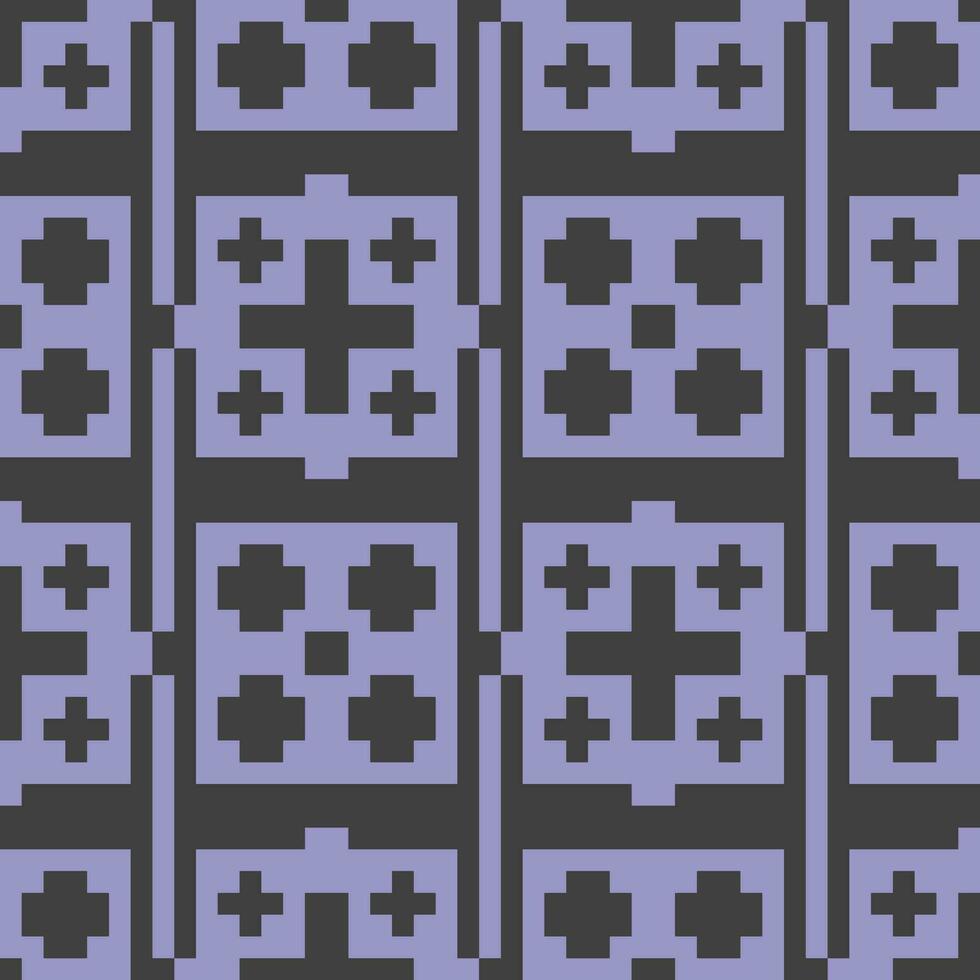 ein Pixel Muster mit lila Quadrate und schwarz Kreuze vektor